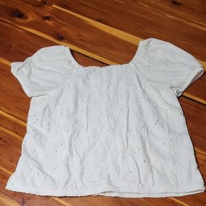 Charming White Puff Sleeve Kids Blouse